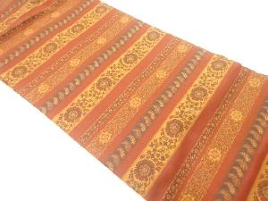 横段に花更紗模様織出し名古屋帯